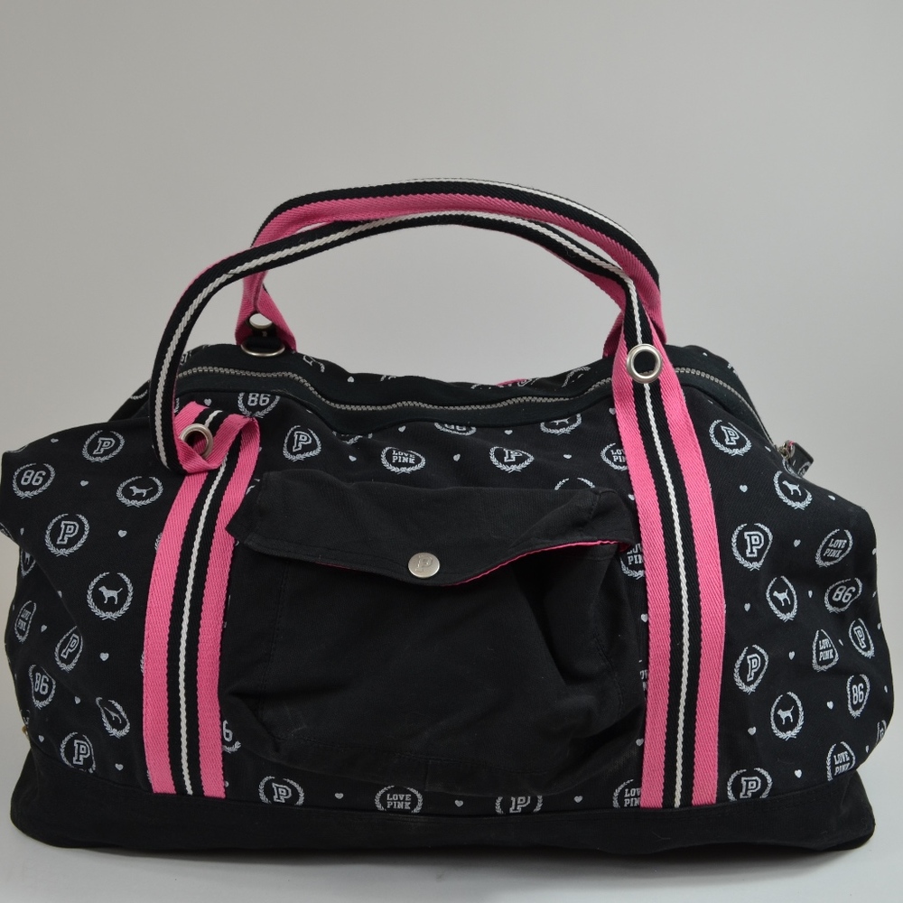 Victoria's Secret Pink Duffle Bag in Black/Pink
